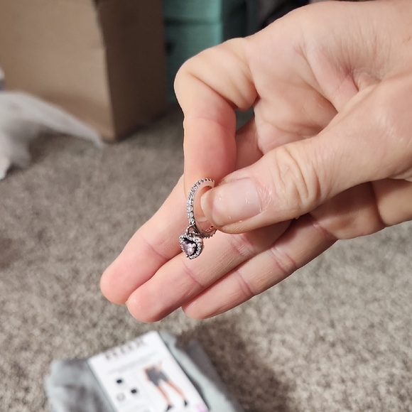 🔥✨Pandora✨🔥Silver Earrings with Pink Heart Beautiful ❤️ - Picture 2 of 6
